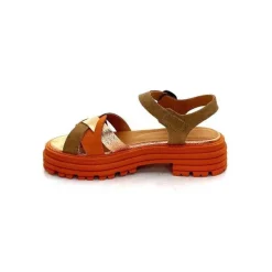 Vacances|Plateformes<Minka Sandales Plateformes Grafitti Daim Marron Orange