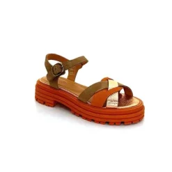 Vacances|Plateformes<Minka Sandales Plateformes Grafitti Daim Marron Orange