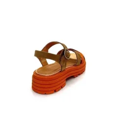 Vacances|Plateformes<Minka Sandales Plateformes Grafitti Daim Marron Orange