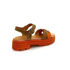 Vacances|Plateformes<Minka Sandales Plateformes Grafitti Daim Marron Orange