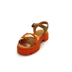 Vacances|Plateformes<Minka Sandales Plateformes Grafitti Daim Marron Orange