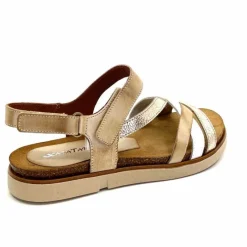 Vacances|Plateformes<Ivoire0576a Sandales Plateformes Xapatan 1633 Cuir Blanc Or Beige