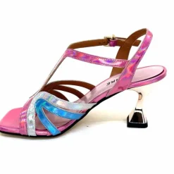 Vacances|Soirée<Ivoire0330 Sandales Talons Ivoire 706 Cuir Métallique Irisé Argent Bleu Rose