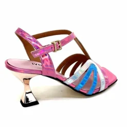 Vacances|Soirée<Ivoire0330 Sandales Talons Ivoire 706 Cuir Métallique Irisé Argent Bleu Rose