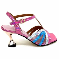 Vacances|Soirée<Ivoire0330 Sandales Talons Ivoire 706 Cuir Métallique Irisé Argent Bleu Rose