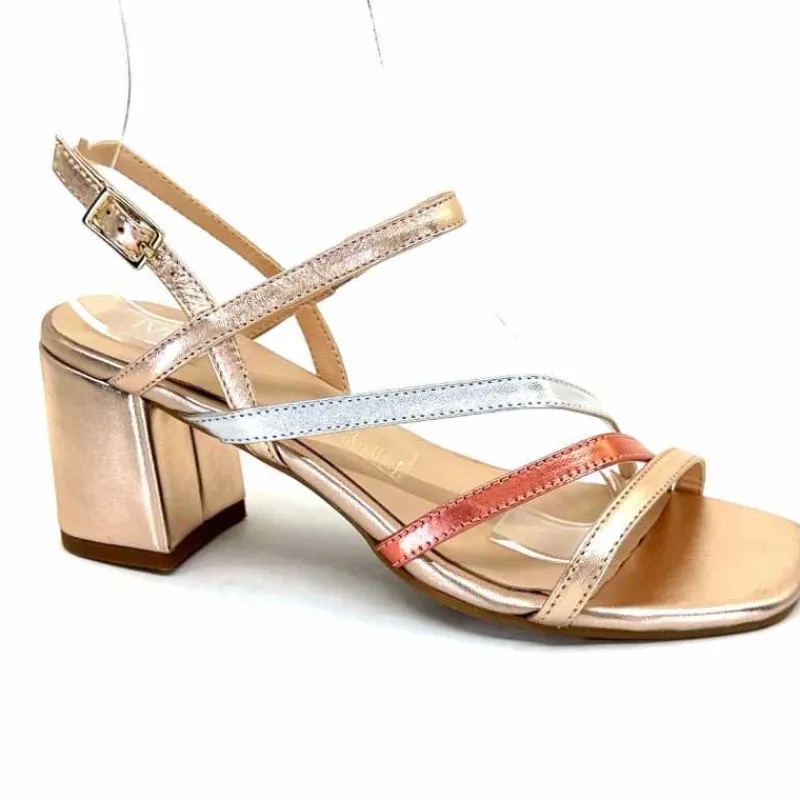 Soirée|Sandales<Ivoire0104a Sandales Talons Ivoire A47146 Cuir Métal Argent Rose