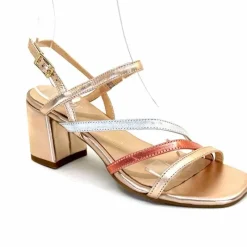 Soirée|Sandales<Ivoire0104a Sandales Talons Ivoire A47146 Cuir Métal Argent Rose