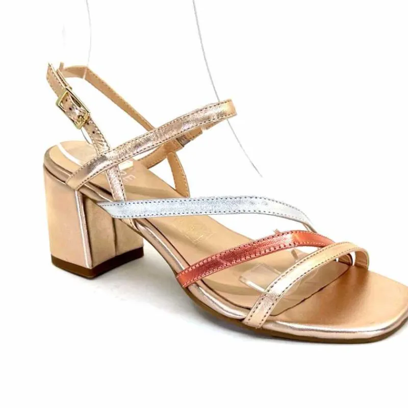 Soirée|Sandales<Ivoire0104a Sandales Talons Ivoire A47146 Cuir Métal Argent Rose