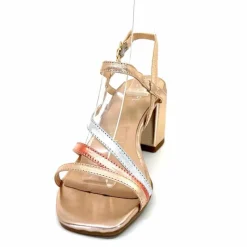 Soirée|Sandales<Ivoire0104a Sandales Talons Ivoire A47146 Cuir Métal Argent Rose